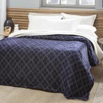 Cobertor Com Sherpa Estampa Diamantes 2,20X2,40M Jolitex