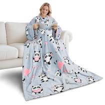 Cobertor confortável vestível de lã com estampa Catalonia Panda com mangas Cobertor confortável vestível de lã com estampa Catalonia Panda com mangas