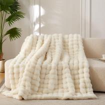 Cobertor COOVA Faux Fur, 152x203 cm, branco marfim, macio
