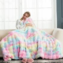 Cobertor Cozy Bliss Faux Fur 150x200cm Tie-dye Rainbow