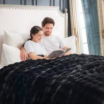 Cobertor Cozy Bliss Faux Fur Bubble 150x200cm preto