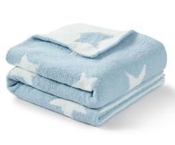 Cobertor CREVENT 30"x40" Cozy Soft Warm Chenille Blue Star