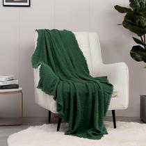Cobertor CREVENT Boho Knitted Throw 127x152 cm Verde macio