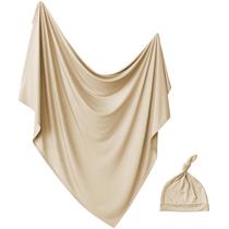 Cobertor de bebê Aijoviko 89x89cm com chapéu cáqui