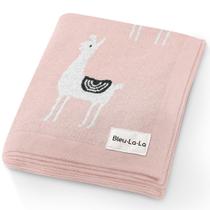 Cobertor de bebê azul La La Llama rosa 91x81 cm em malha de algodão Cobertor de bebê azul La La Llama rosa 91x81 cm em malha de algodão