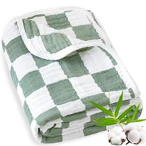 Cobertor de bebê BEILIMU 109x109 cm, tabuleiro de xadrez de algodão e rayon