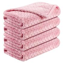 Cobertor de bebê Chumia Flannel Cozy Throw 70x100cm 4 peças rosa claro