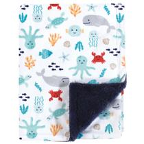 Cobertor de bebê Hudson Baby Plush Furry Ocean Design 76x102cm