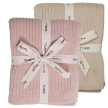 Cobertor de bebê Huxie de algodão orgânico tricotado 76x102 cm, pacote com 2