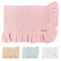 Cobertor de bebê Pinuotu Cotton Pointelle 102x79 cm rosa