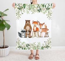 Cobertor de bebê Popfavors Woodland Greenery Forest 100x125cm