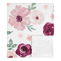 Cobertor de bebê Sweet Jojo Designs em aquarela bordô e rosa Cobertor de bebê Sweet Jojo Designs em aquarela bordô e rosa