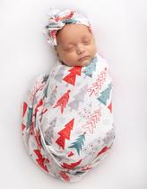 Cobertor de bebê Vollmic Swaddle Set 80x80cm vermelho de Natal Cobertor de bebê Vollmic Swaddle Set 80x80cm vermelho de Natal
