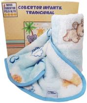 Cobertor de Berço Bebê Pelo Alto 0,90x1,10m Jolitex Azul ou Rosa