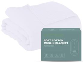 Cobertor de Cama Cosy Family em Algodão Musselina 140x200cm Branco Cobertor de Cama Cosy Family em Algodão Musselina 140x200cm Branco