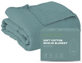 Cobertor de cama Cosy Family Muslin Algodão 6 camadas verde 200x230cm
