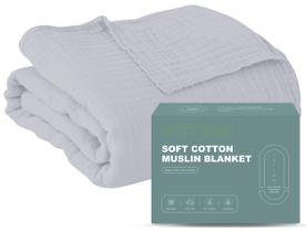 Cobertor de cama Cosy Family, musselina, algodão, 4 camadas, 200 x 230 cm, ardósia