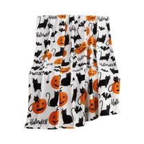 Cobertor De Flanela Com Morcegos Pretos De Halloween Para Sofá, Escritório, Cama, Viagem De Avião,