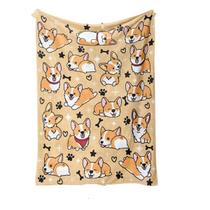 Cobertor de flanela com padrão digital macio Corgi Dog Polyester 300