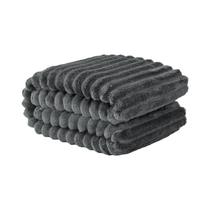 Cobertor De Flanela Listrado Em Cores Sólidas, Macio E Confortável, Multiuso Para Sofá, Cama E