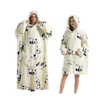Cobertor De Flanela Oversized Com Mangas, Moletom Com Capuz Para Inverno, Pullover De Fleece Para
