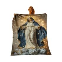 Cobertor De Flanela Quente E Confortável Com Imagem Da Virgem Maria Para Sofá, Quarto, Escritório,