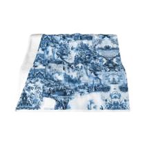 Cobertor De Fleece Floral Preto E Branco Toile De Jouy, Macio E Quente, Com Motivos Franceses Para