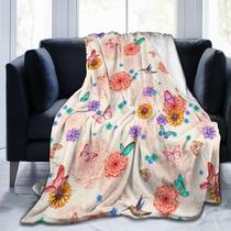 Cobertor de lã Gbuzozie em aquarela, flores, pássaros, 50x40in