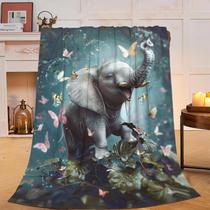 Cobertor de lã macia de pelúcia Wosabee Cute Elephant 100x125cm Cobertor de lã macia de pelúcia Wosabee Cute Elephant 100x125cm
