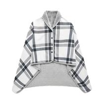 Cobertor De Lã Xadrez Vestível Com Botões, Quente Para Inverno, Sofá, Cama, Viagem, Cobertor Grosso