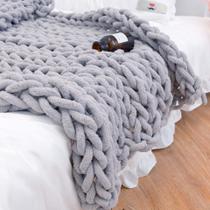 Cobertor de malha Chunky MocaDNG 102x152cm, cinza chenille macio