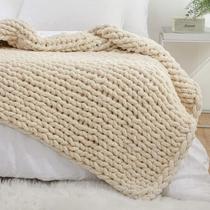 Cobertor de malha Chunky Throw YAAPSU 130x160cm Chenille Bege