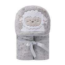 Cobertor de Microfibra com Capuz Papi Friends Ovelha 3577 - 1,10m x 90cm