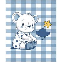 Cobertor de Microfibra Dupla Face Estampa Localizada e Carneirinho Liso