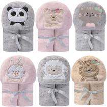 Cobertor De Microfibra Macio Com Capuz Bordado Bicho Menina Cobertor De Microfibra Macio Com Capuz Bordado Bicho Menina