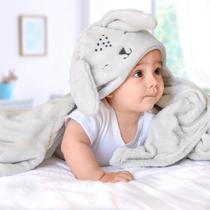 Cobertor de microfibra manta para bebê/criança mami papi com capuz de bichinho bordado- quentinho cobertor microfibra:ci