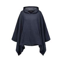 Cobertor de moletom esportivo Poncho Hoodie MV para mulheres, azul marinho Cobertor de moletom esportivo Poncho Hoodie MV para mulheres, azul marinho