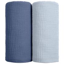 Cobertor de musselina Lulumoon Baby Cotton, pacote com 2 unidades, azul marinho