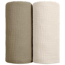 Cobertor de musselina lulumoon Baby Cotton, pacote com 2 unidades, verde-oliva Cobertor de musselina lulumoon Baby Cotton, pacote com 2 unidades, verde-oliva