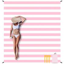 Cobertor de praia BEW Pink Stripe impermeável à prova de areia 198x218cm