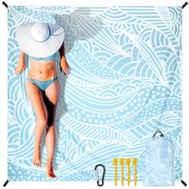 Cobertor de praia HIHOHO impermeável à prova de areia 200x211 cm Cobertor de praia HIHOHO impermeável à prova de areia 200x211 cm