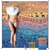 Cobertor de praia HIHOHO impermeável à prova de areia extra grande 200x210cm Cobertor de praia HIHOHO impermeável à prova de areia extra grande 200x210cm