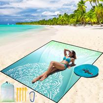 Cobertor de praia WIWIGO impermeável à prova de areia 200x225cm para 2-8 adultos Cobertor de praia WIWIGO impermeável à prova de areia 200x225cm para 2-8 adultos