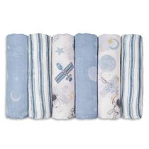 Cobertor de recepção GLLQUEN BABY Cotton Muslin, pacote com 6 unidades, azul Cobertor de recepção GLLQUEN BABY Cotton Muslin, pacote com 6 unidades, azul