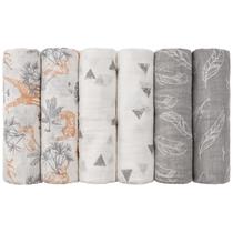 Cobertor de recepção GLLQUEN BABY Muslin Cotton, pacote com 6 unidades Jungle Cobertor de recepção GLLQUEN BABY Muslin Cotton, pacote com 6 unidades Jungle