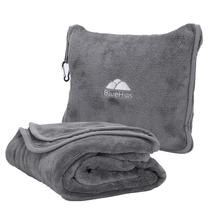 Cobertor de viagem BlueHills Premium Soft Long com travesseiro cinza