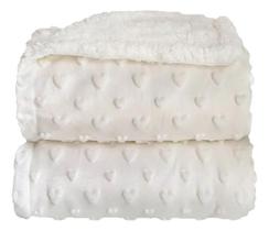 Cobertor Donna Bebê Plush Com Sherpa Hearts Branco
