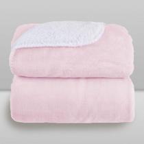 Cobertor Donna Laço Bebê Microfibra Plus com Sherpa Liso - Rosa