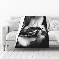 Cobertor Drosery Drifting Car Preto Branco Desenhos Flanela