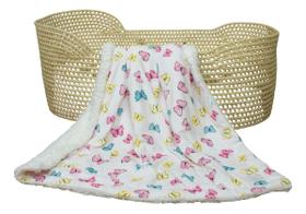 Cobertor Dupla Face Luxo Com Estampa De Borboleta Quentinho De Sherpa